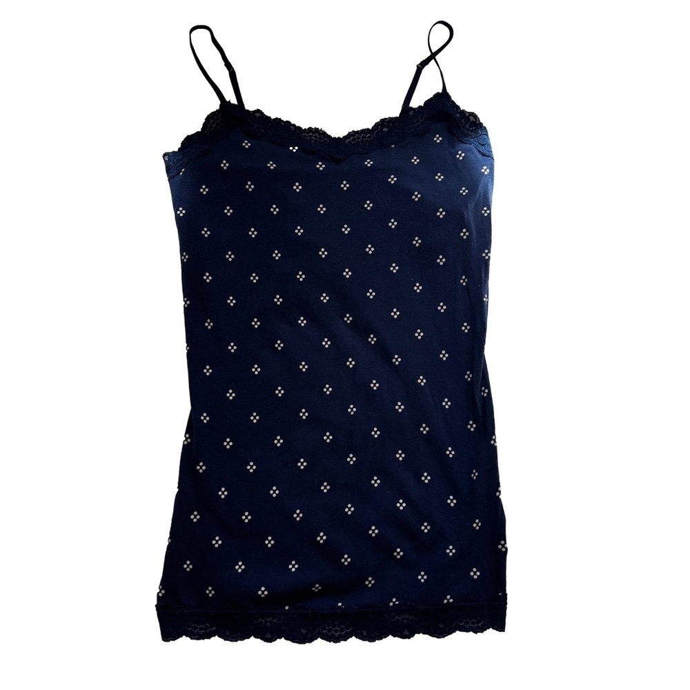 Aeropostale Navy Blue Cami Camisole Size Small Lace Trim Shelf Bra Stretchy NWOT - Picture 9 of 9